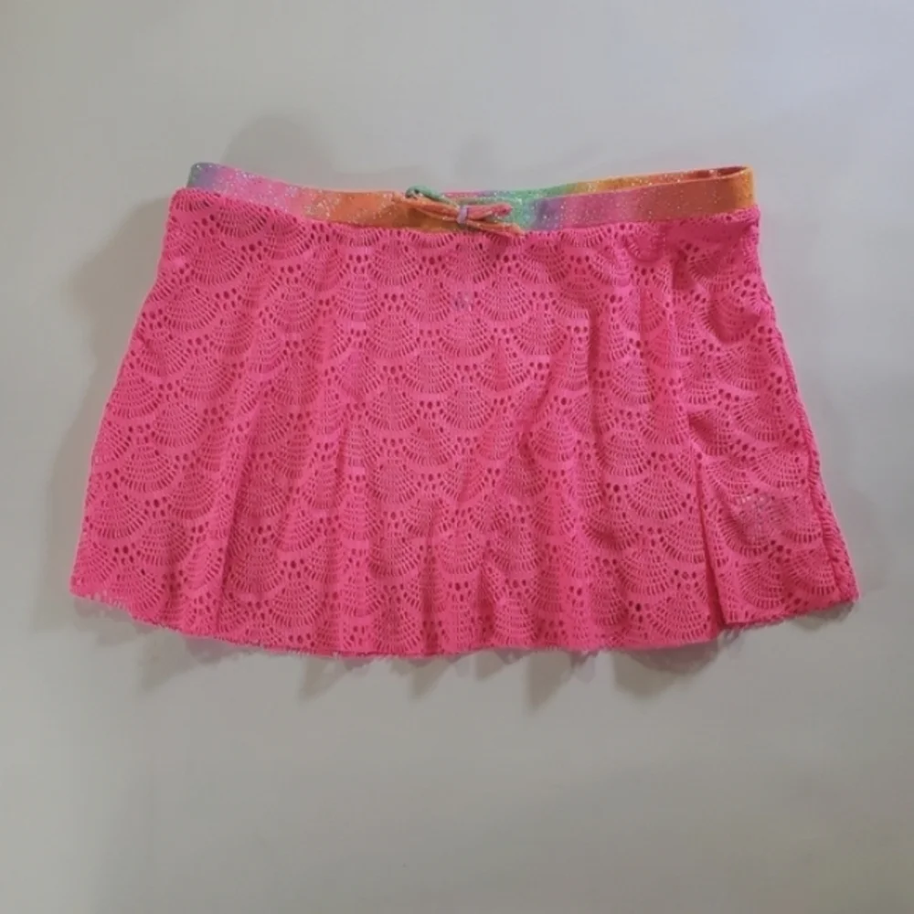 K1352 * Limited Too Girls Rainbow One Piece Swimsuit/Skirt Set Size L (14/16)